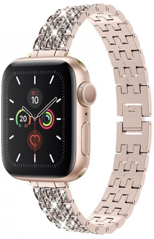Řemínek WG star, kovový, na Apple Watch 42/44/45/49 mm + adapter - rose gold
