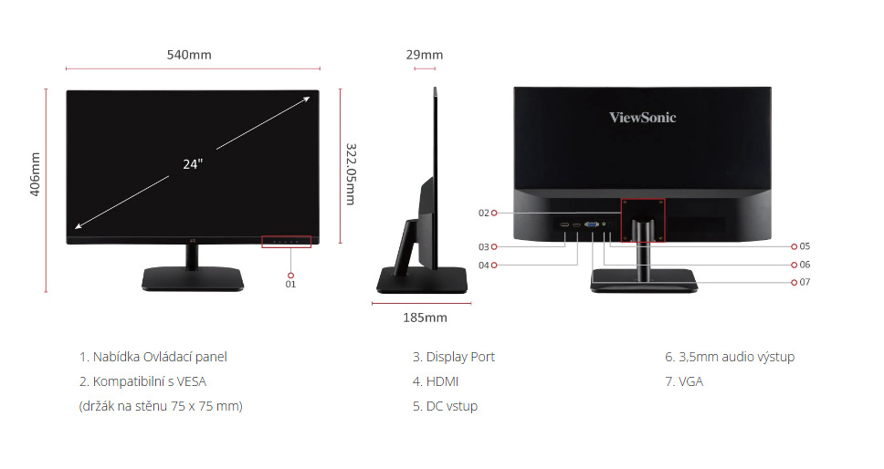 Monitor ViewSonic VA2432-MHD černý Monitor ViewSonic VA2432-MHD černý