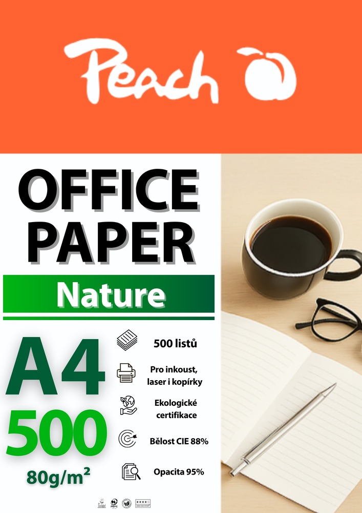 Papíry do tiskárny Peach Nature A4 80g recycled - 500 listů