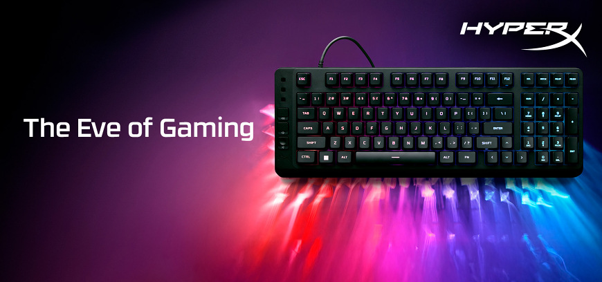 Klávesnice HyperX Eve 1800 černá Klávesnice HyperX Eve 1800 – slogan The Eve of Gaming a barevné podsvícení