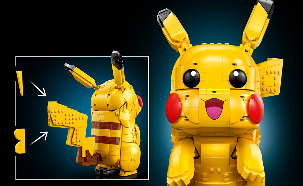 Otevřený nebo zavřený Pokébal, bleskový podstavec a číslo 25 přidávají modelu autentické detaily.