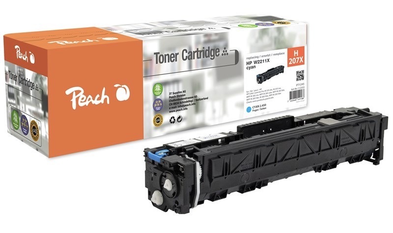 Toner Peach HP 207X, W2211X, 2450 stran azurový