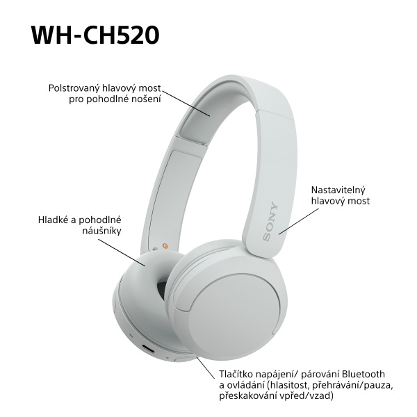 Sluchátka Sony WH-CH520 bílá Sluchátka Sony WH-CH520 - bílá