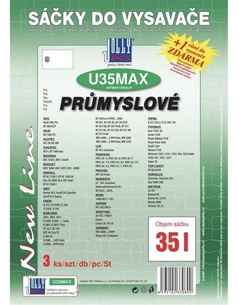 Sáčky do vysavače Jolly pro Kärcher, objem 35 litrů