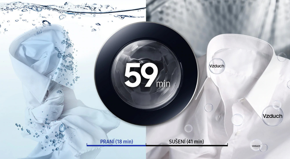 Pračka se sušičkou Samsung WD80K52E0ZW/LE bílá Krátký program