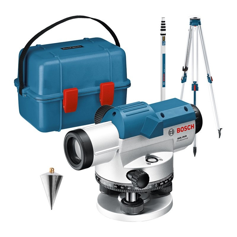 Optický nivelační přístroj Bosch Professional GOL 20 + BT160 + GR500 Set Optický nivelační přístroj Bosch Professional GOL 20 + BT160 + GR500 Set