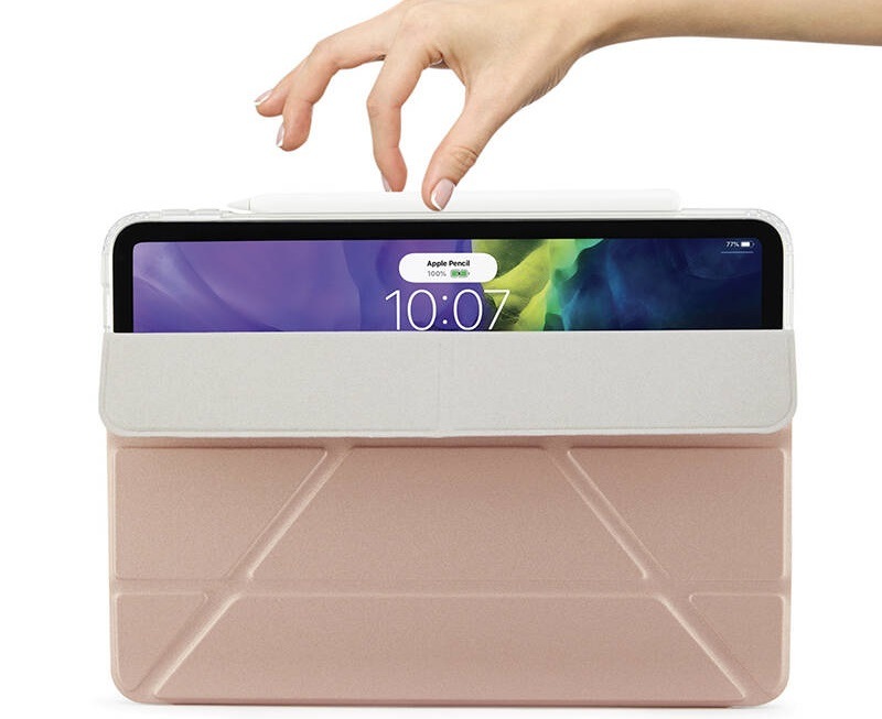 Pouzdro na tablet Pipetto Metallic Origami na Apple iPad Air 10.9" (2020) růžové