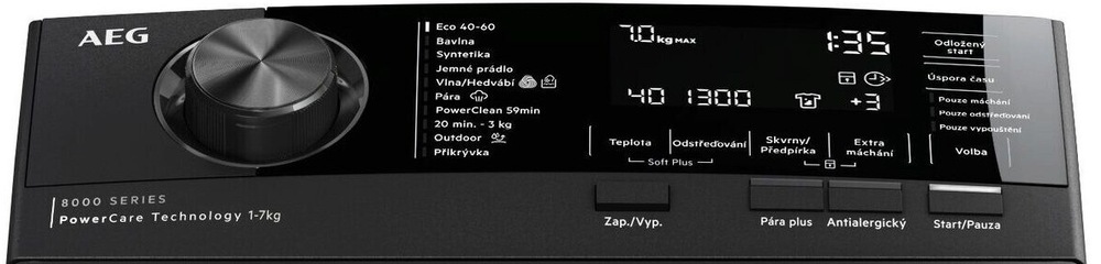 Pračka AEG PowerCare 8000 LTR8C373DC stříbrná Ovládací panel pračky AEG LTR8C373DC řady 8000 PowerCare