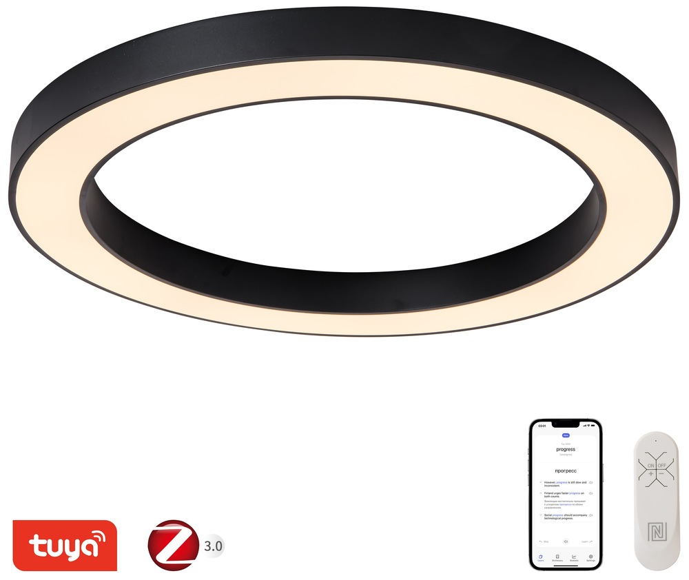 Stropní svítidlo IMMAX NEO PASTEL SLIM SMART 95 x 7cm 68W  Zigbee 3.0, TUYA černé