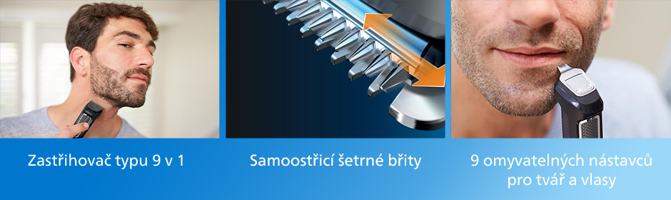 Zastřihovač multifunkční Philips Series 3000 MG3740/15 černý Zastřihovač multifunkční Philips Series 3000 MG3740/15 černý