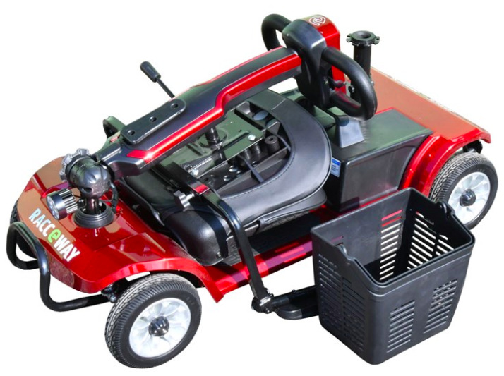 Elektrický čtyřkolový vozík RACCEWAY® SPLIT, stříbrný