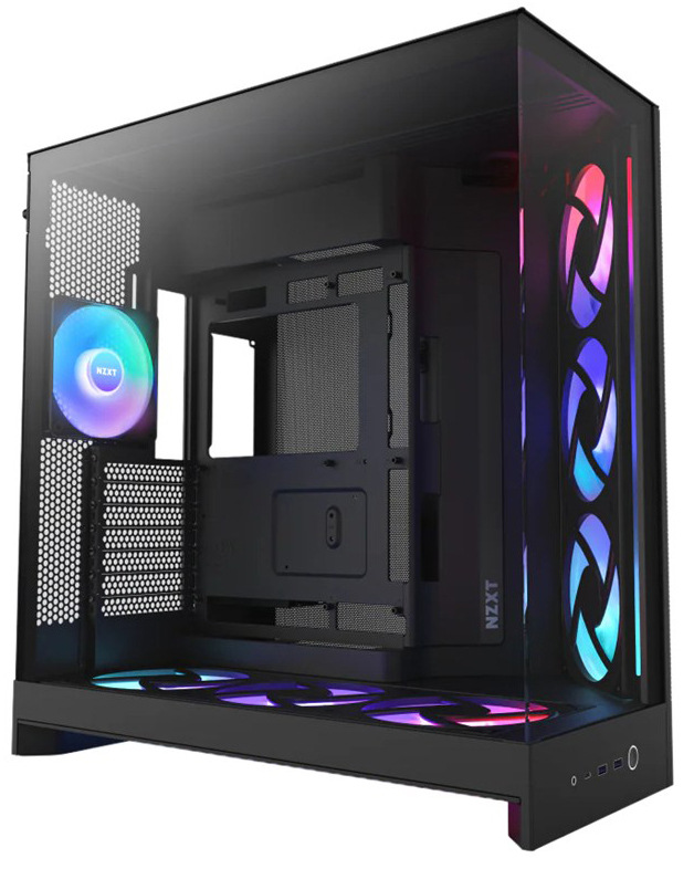 Počítačová skříň NZXT H9 Flow RGB+ s RGB podsvícením, černá barva