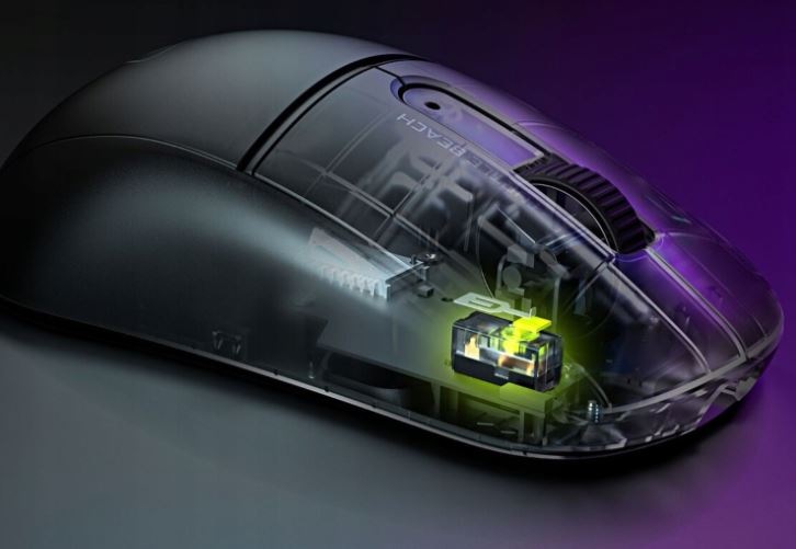 Myš Turtle Beach Burst II Pro černá Pohled na vnitřní strukturu titanových optických snímačů.