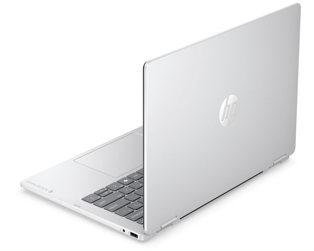 Notebook HP OmniBook 5 Flip AI 14-km0070ncx + Game Pass předplatné na 2 měsíce stříbrný Notebook HP OmniBook 5 Flip AI 14-km0070ncx zezadu
