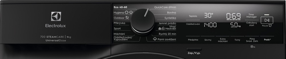Pračka Electrolux Série 700 EW7FG4492UC černá Electrolux EW7FG4492UC ovládací panel