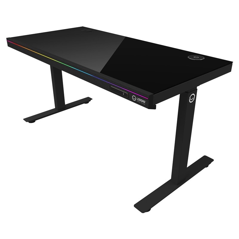 Herní stůl Lorgar DP80 RGB Tempered Glass - černý