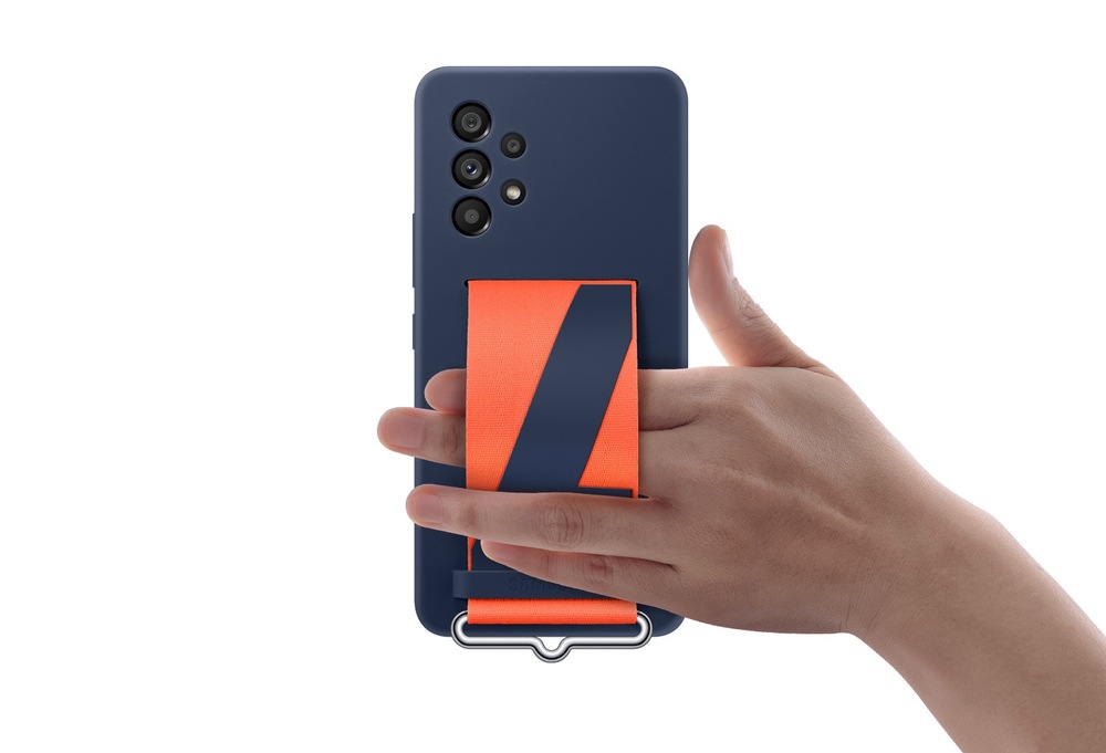 Kryt na mobil Samsung Silicone Cover s poutkem na Galaxy A53 5G modrý