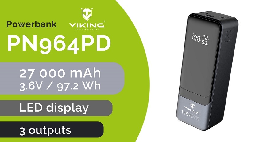 Powerbanka Viking PN-964PD 27000 mAh šedá Powerbanka Viking PN-964PD 27000 mAh šedá
