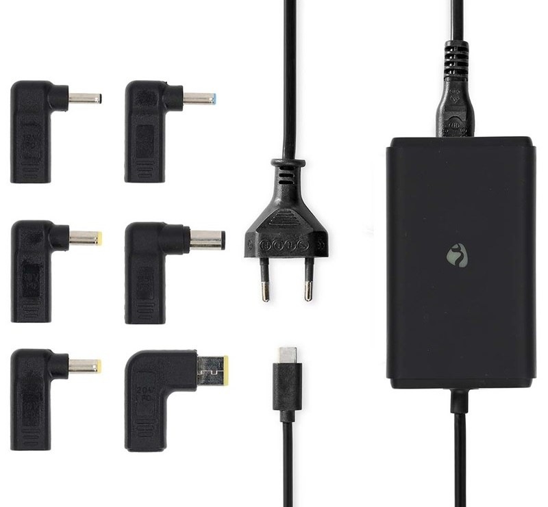 Napájecí adaptér Nedis GaN 65 W, univerzální, USB-C + 6 adaptérů