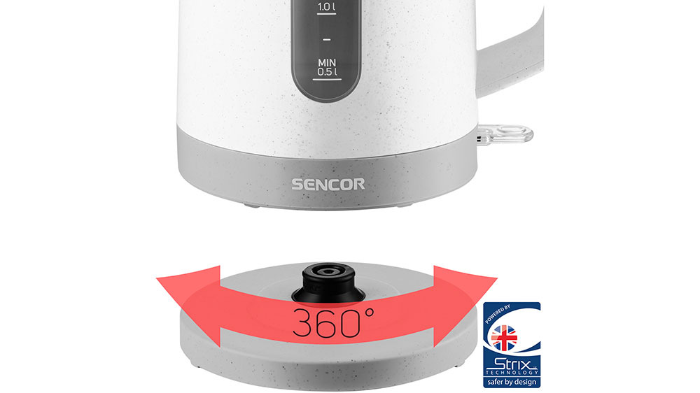 Rychlovarná konvice Sencor SWK 1738WH, 1,7 l bílá Konektor STRIX pro příjemnou manipulaci