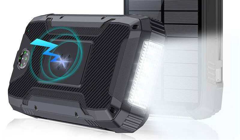 Powerbanka WG 20000 mAh, solární se svítilnou a kompasem černá
