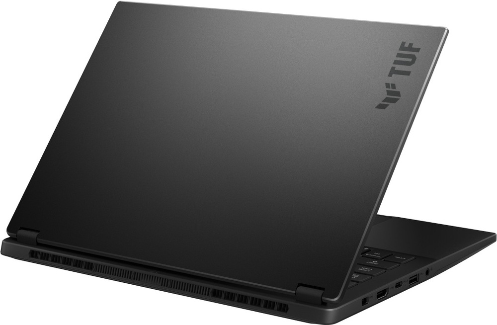Zadní pohled na notebook Asus TUF Gaming A14 s minimalistickým designem víka