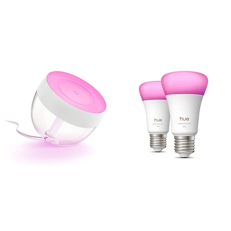 Chytrá žárovka Philips svítidla Stolní LED lampička Philips Hue Iris Bluetooth - bílá + Chytrá žárovka Philips Hue Bluetooth, E27, 810 lm, White and Color Ambiance (2 ks)