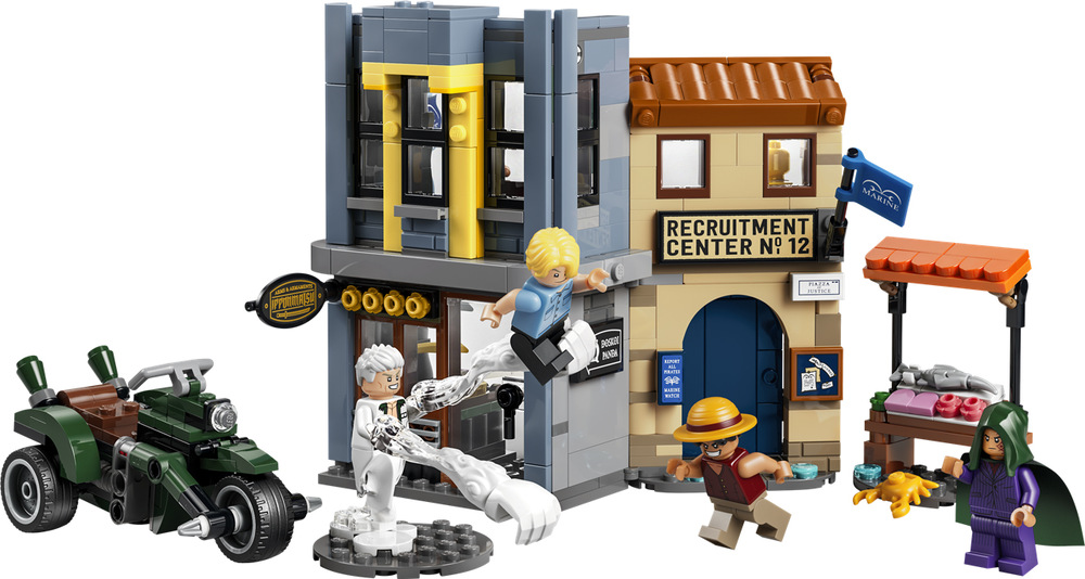 Stavebnice LEGO® ONE PIECE 75642 Souboj s kapitánem Smokerem Model z 547 dílků vytvoří dětem od 9 let vlastní scénu z Loguetown vhodnou pro hraní i vystavení.