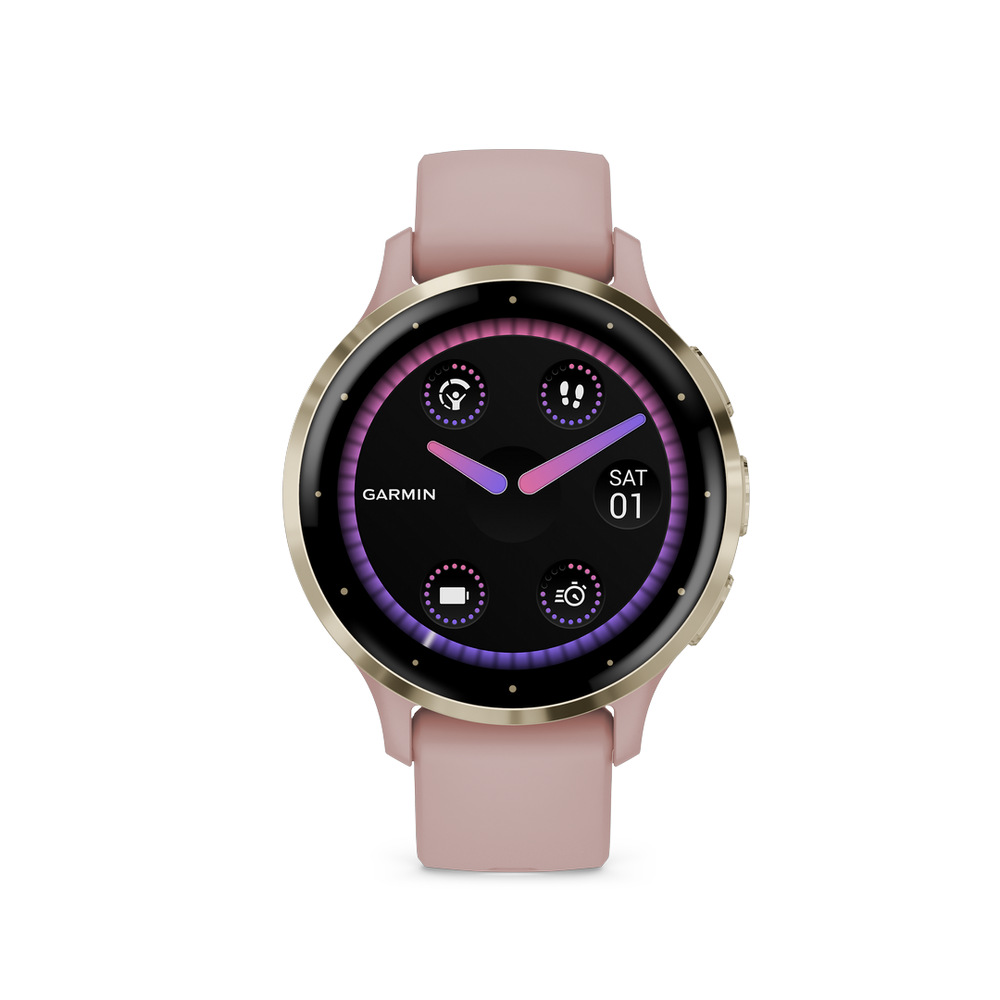 Chytré hodinky Garmin Venu 3S - Cream Gold / Dust Rose Silicone Band