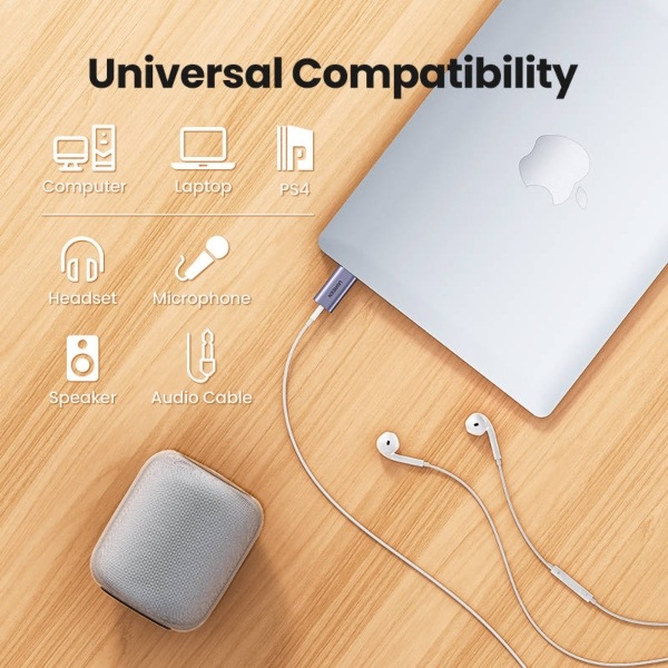 UGREEN USB / 3,5mm Jack, šedá