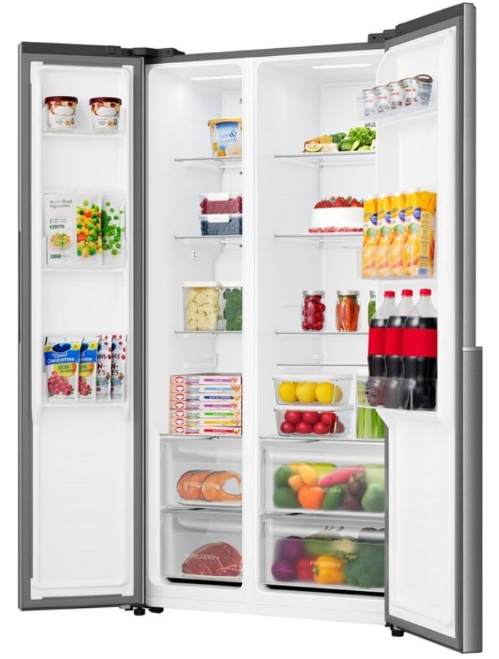 Americká lednice Gorenje G400 NRS917D41X nerez Chladnička Gorenje NRS917D41X s otevřenými dveřmi