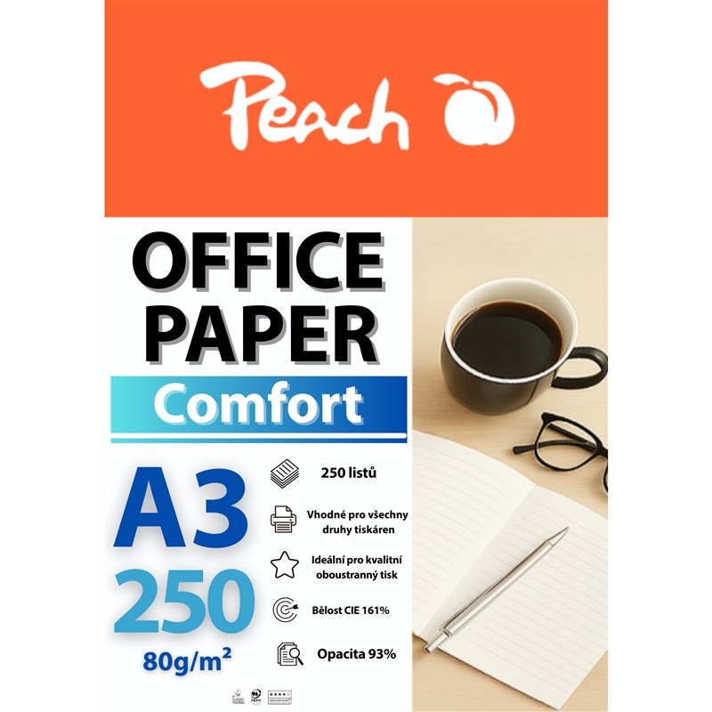Papíry do tiskárny Peach Comfort A3 80g - 250 listů