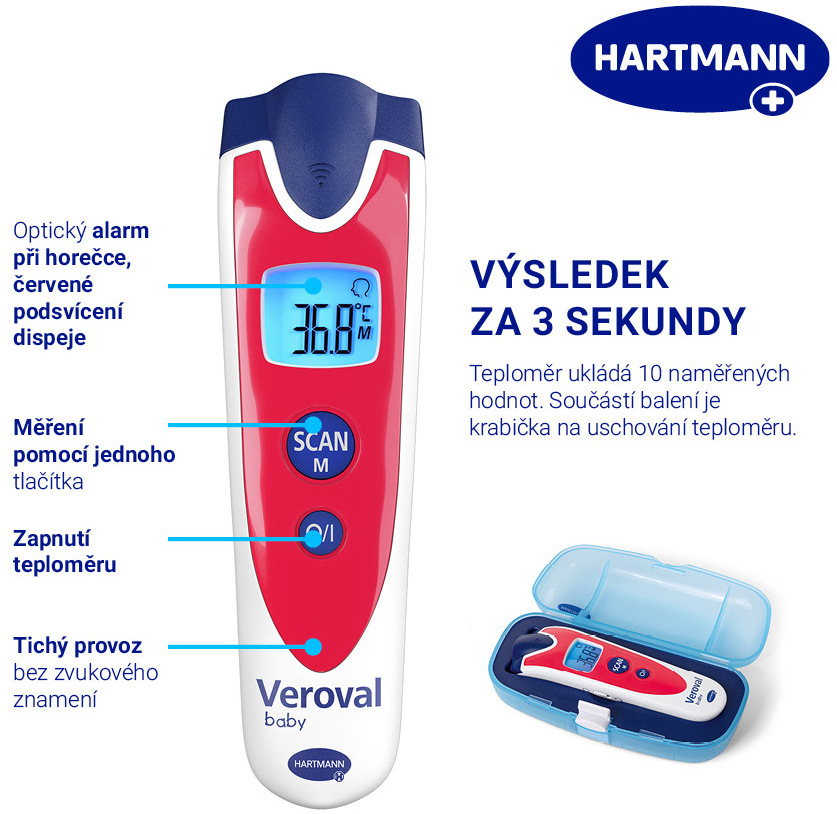 Teploměr HARTMANN Veroval baby červený