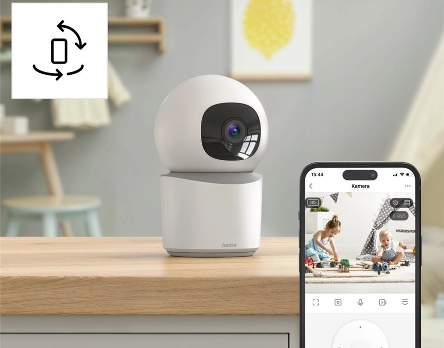 IP kamera Hama Smart Wi-Fi, Full HD, otáčení/naklápění bílá IP kamera Hama Smart Wi-Fi, Full HD, otáčení/naklápění bílá