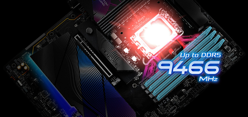 Základní deska ASRock Z890 RIPTIDE WIFI Detail slotů paměti DDR5 na základní desce ASRock Z890 RIPTIDE WIFI s podporou vysokých frekvencí