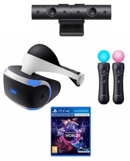 Brýle pro virtuální realitu Sony PlayStation VR + Kamera + MOVE Twin Pack + VR WORLDS