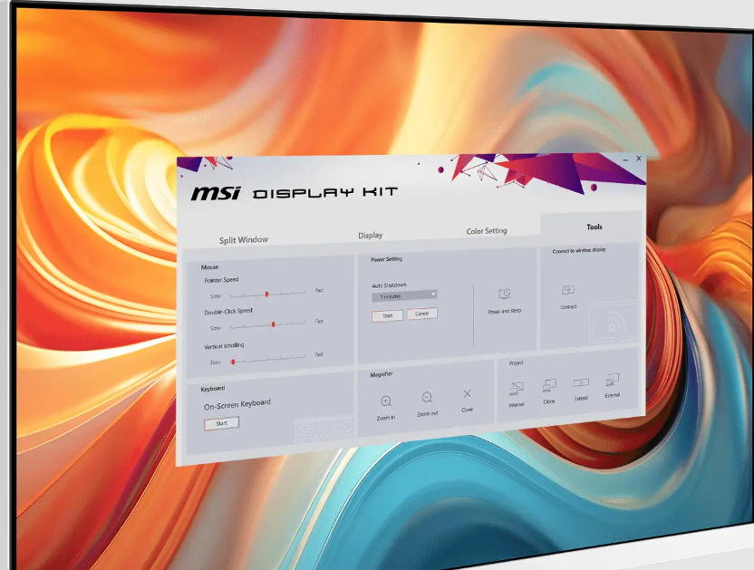 Monitor MSI PRO MP273QW E14 bílý MSI PRO MP273QW E14 umožňuje ovládání pomocí Display Kitu