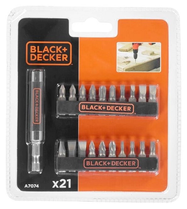 Sada bitů Black-Decker A7074 (21 ks) černé