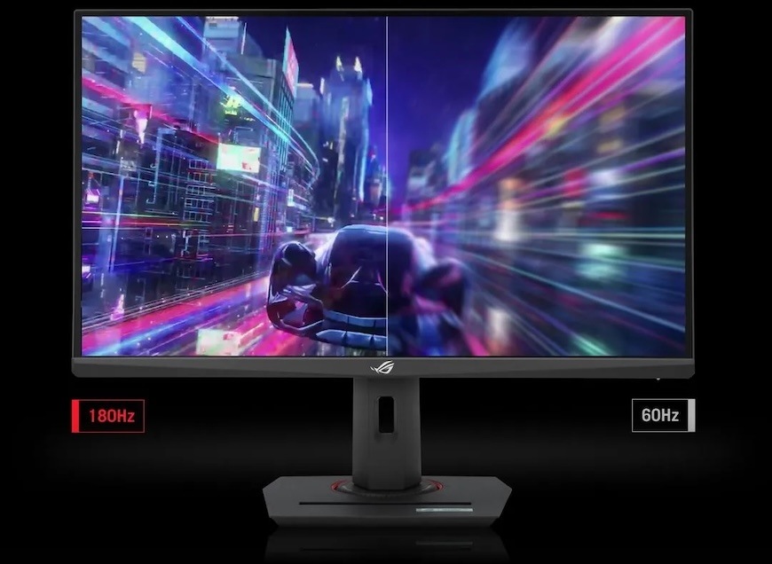 Herní monitor Asus ROG Strix XG27ACMS černý Odstraňte zpoždění a rozmazání obrazu díky přetaktované obnovovací frekvenci 180 Hz a bleskurychlé době odezvy 1 ms