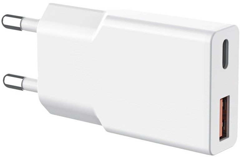 Nabíječka do sítě WG Ultra Slim GaN 1xUSB-C/1xUSB-A - bílá