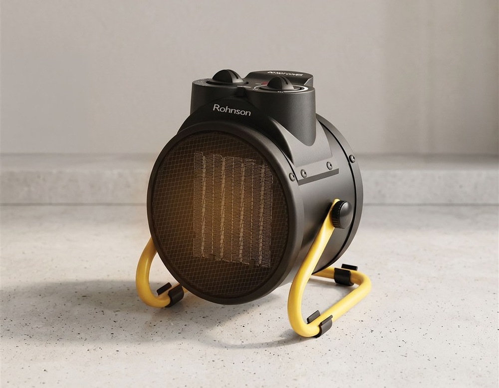 Teplovzdušný ventilátor Rohnson R-8075 černý/žlutý Horkovzdušný ventilátor Rohnson