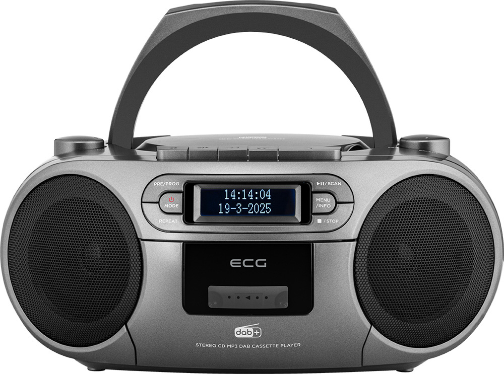 Radiomagnetofon s DAB+/CD ECG CDR 990 DAB šedý Detail radiomagnetofonu ECG z přední strany