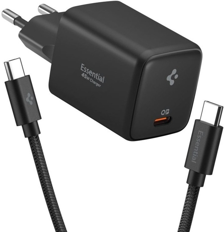 Nabíječka do sítě Spigen Essential o výkonu 45W s kabelem USB-C /USB-C