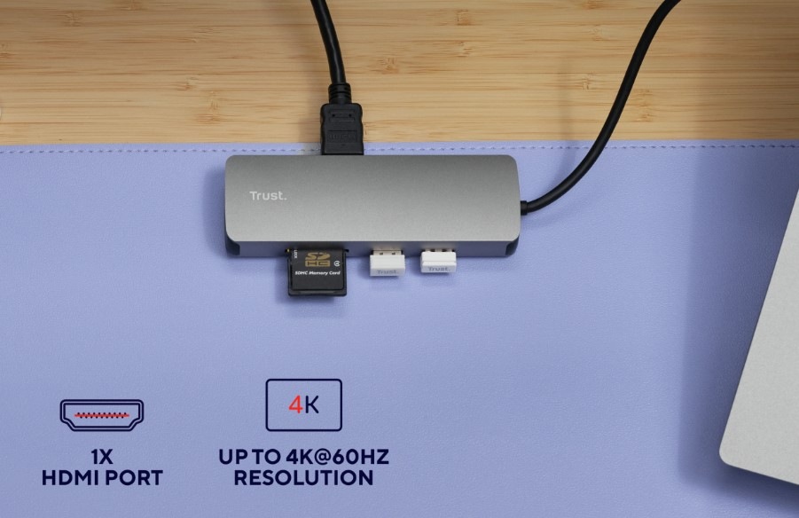USB Hub Trust Dalyx 8v1 USB-C šedý USB Hub Trust Dalyx 8v1 USB-C šedý