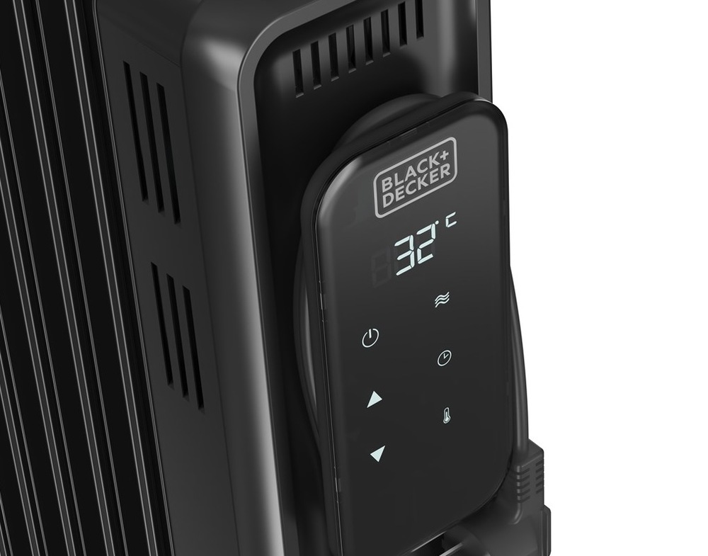 Olejový radiátor Black+Decker BXRA2501E černý Detail digitálního ovládacího displeje