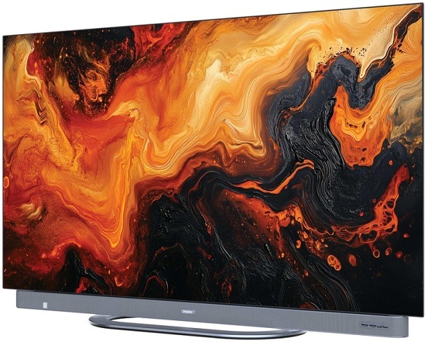 Televize Haier H55C95EUX s barevnými přechody na obrazovce