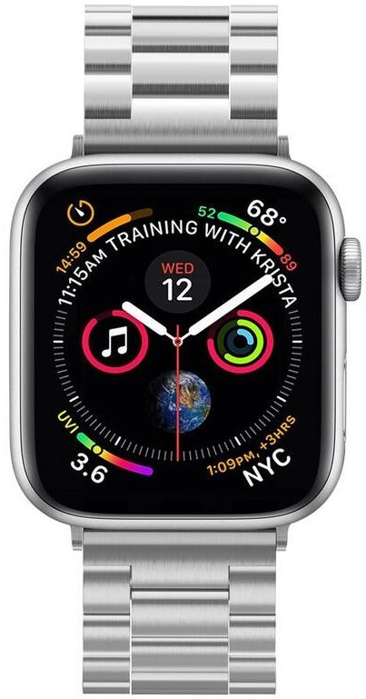 Řemínek Spigen Modern Fit na Apple Watch 42/44/45/49 mm, ocelový stříbrný Řemínek Spigen Modern Fit na Apple Watch 42/44/45/49 mm, ocelový stříbrný