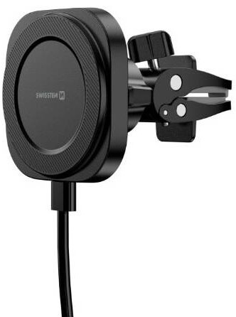 Držák na mobil Swissten MagStick COMPACT s bezdrátovým nabíjením 15 W/7,5 W - černý