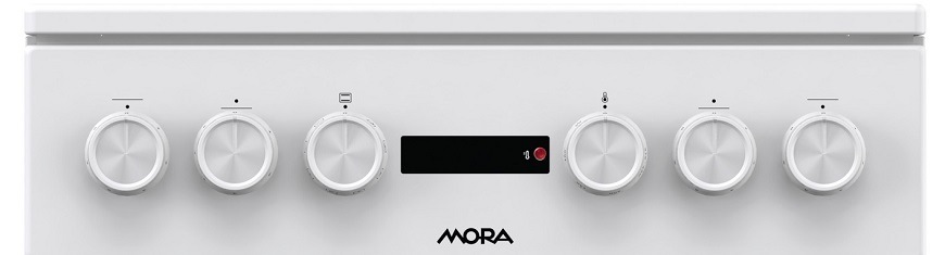 Sporák se sklokeramickou deskou Mora C5244CW, bílá, detail