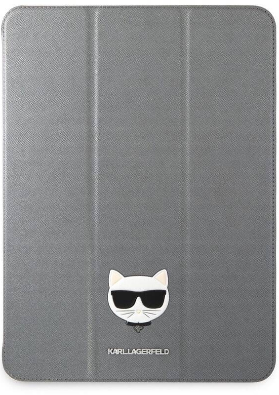 Pouzdro na tablet Karl Lagerfeld Choupette Head Saffiano na Apple iPad Pro 11" stříbrné